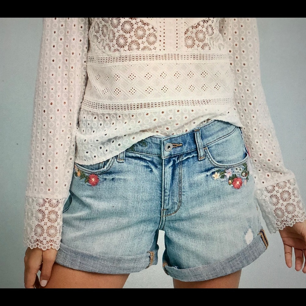 Embroidered Boyfriend Shorts - Anthropologie 🦋